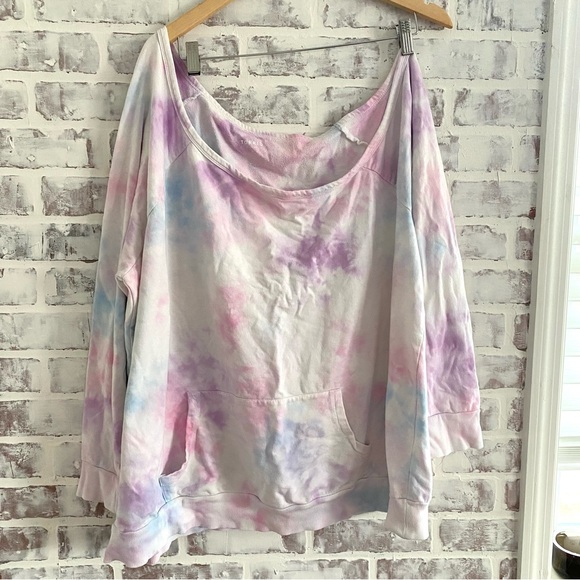 Torrid • Tie-Dye Everyday Fleece Off-Shoulder Long Sleeve Active Sweatshirt • 3X - Picture 6 of 11